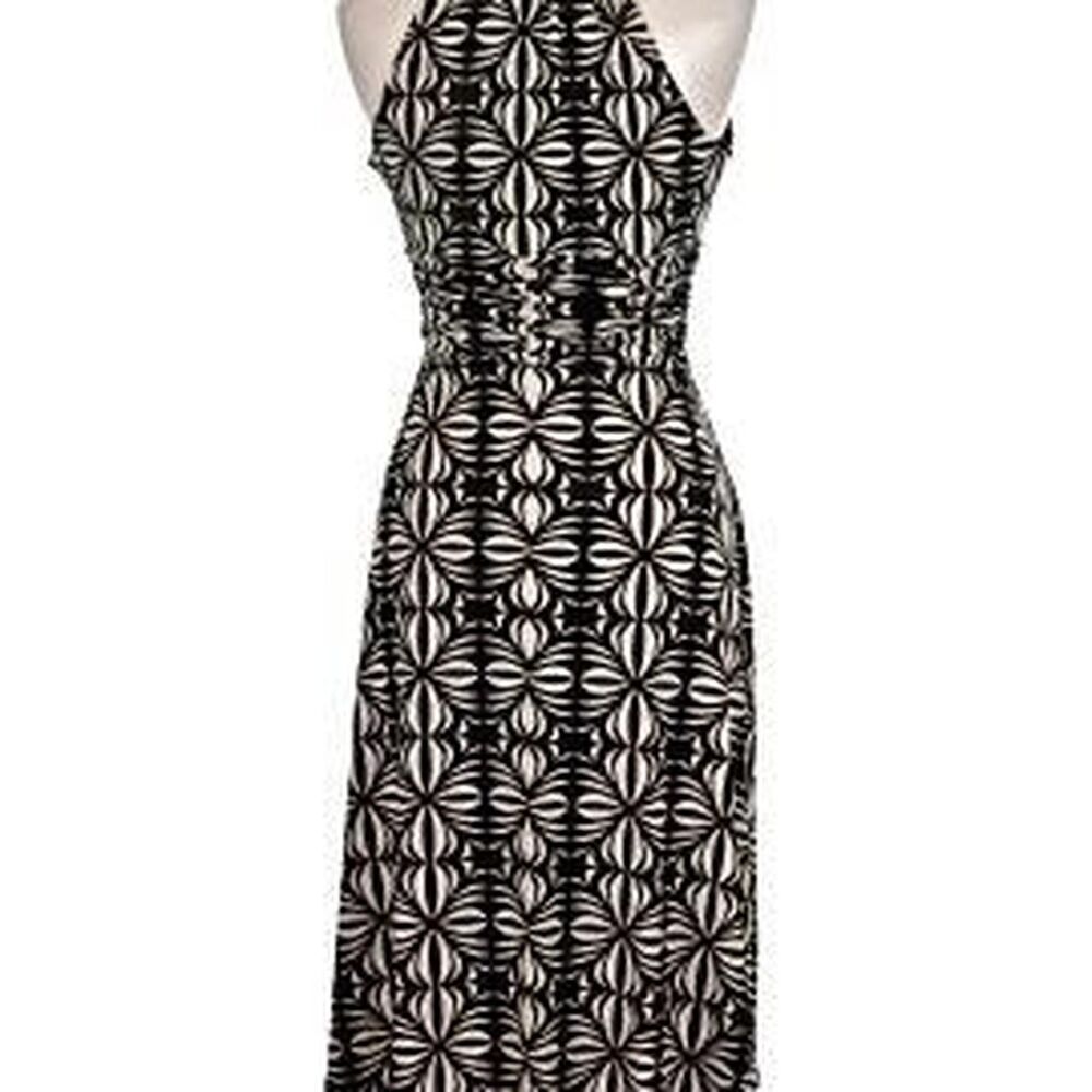 Evan Picone Black Beige Geometric Halter Midi Dress 10P Petite Cocktail Party - Picture 8 of 8